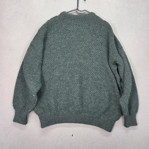 Country Collection Sweater Mens XL Green Wool Aran Cable Knit Crewneck Ireland - Picture 5 of 7